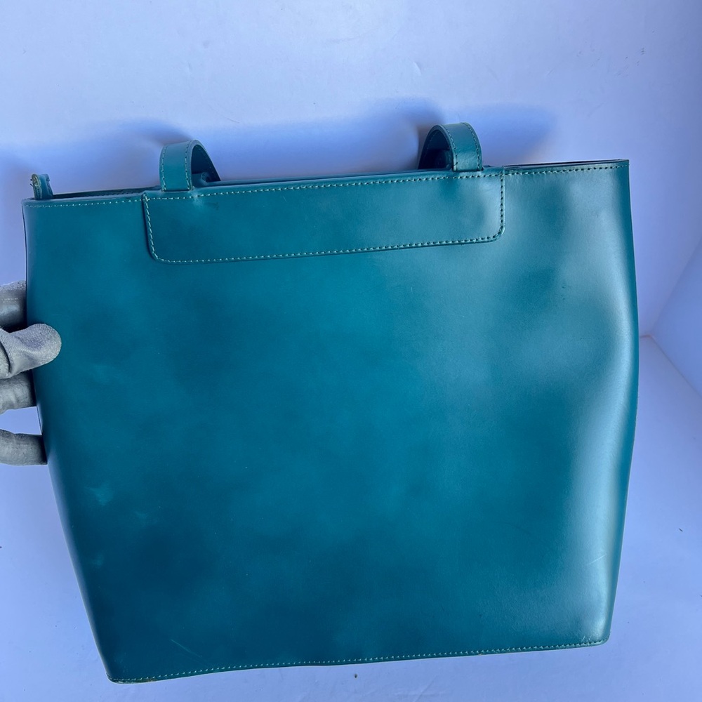 Teal Leather Tote by Lamarthe - Picture 6 of 12